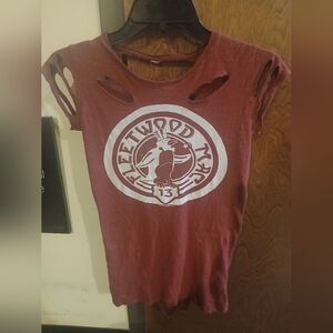 cool unique shredded FLEETWOOD MAC ladder back t shirt